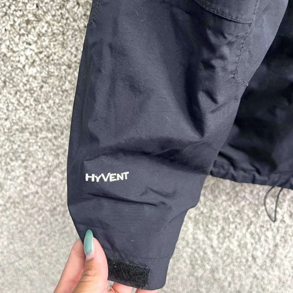 The North Face Rain Jacket Men's Medium Black HyVent Waterproof Hooded Zip Up